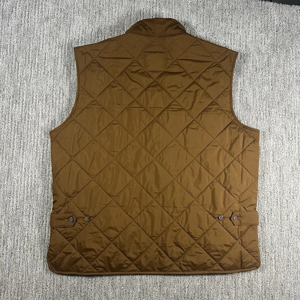 J.Crew Quilted Vest XL Brown Mens Full Zip Diamond‎ Stitch Pockets Lightweight